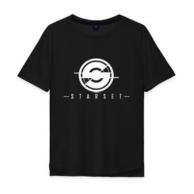 Мужская футболка хлопок Oversize с принтом Starset Logo в Екатеринбурге, 100% хлопок | свободный крой, круглый ворот, “спинка” длиннее передней части | logo | rock | starset | лого | рок | старсет