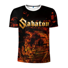 Мужская футболка 3D спортивная с принтом Sabaton в Екатеринбурге, 100% полиэстер с улучшенными характеристиками | приталенный силуэт, круглая горловина, широкие плечи, сужается к линии бедра | heavy | metal | power | sabaton | метал | пауэр | сабатон | хэви