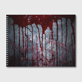 Альбом для рисования с принтом Кровь на металле в Екатеринбурге, 100% бумага
 | матовая бумага, плотность 200 мг. | blood | bloody | horror | texture | абстракция | брызги | в крови | краска | красная краска | кровавая | кровь | текстура | ужас