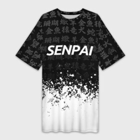 Платье-футболка 3D с принтом SENPAI в Екатеринбурге,  |  | ahegao | kawai | kowai | oppai | otaku | senpai | sugoi | waifu | yandere | ахегао | ковай | отаку | сенпай | яндере