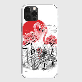 Чехол для iPhone 12 Pro Max с принтом Сад Фламинго в Екатеринбурге, Силикон |  | bridge | flamingo | garden | geisha | japan | pink | sakura | samurai | tradition | мост | розовый | сад | сакура | самурай | традиция | фламинго | япония