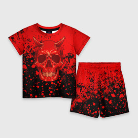 Детский костюм с шортами 3D с принтом Devil Skull в Екатеринбурге,  |  | blood | devil | halloween | horror | paint | skull | дьявол | краска | кровь | страшный | хеллоуин | хэлуин | череп