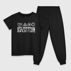 Детская пижама хлопок с принтом Led Zeppelin в Екатеринбурге, 100% хлопок |  брюки и футболка прямого кроя, без карманов, на брюках мягкая резинка на поясе и по низу штанин
 | led | led zeppelin | lz | zoso | группа | джимми пейдж | джон генри бонэм | джон пол джонс | зосо | лед зепелен | лед зеппелин | ледзепелен | ледзеппелин | лз | метал | роберт плант | рок | тяжелый