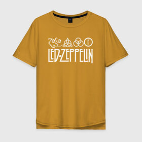 Мужская футболка хлопок Oversize с принтом Led Zeppelin в Екатеринбурге, 100% хлопок | свободный крой, круглый ворот, “спинка” длиннее передней части | led | led zeppelin | lz | zoso | группа | джимми пейдж | джон генри бонэм | джон пол джонс | зосо | лед зепелен | лед зеппелин | ледзепелен | ледзеппелин | лз | метал | роберт плант | рок | тяжелый