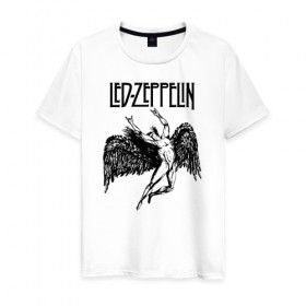 Мужская футболка хлопок с принтом Led Zeppelin в Екатеринбурге, 100% хлопок | прямой крой, круглый вырез горловины, длина до линии бедер, слегка спущенное плечо. | led | led zeppelin | lz | zoso | группа | джимми пейдж | джон генри бонэм | джон пол джонс | зосо | лед зепелен | лед зеппелин | ледзепелен | ледзеппелин | лз | метал | роберт плант | рок | тяжелый