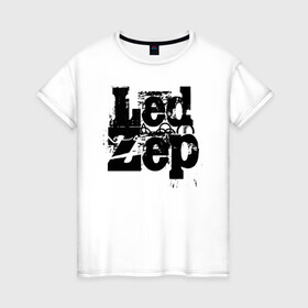 Женская футболка хлопок с принтом LedZep в Екатеринбурге, 100% хлопок | прямой крой, круглый вырез горловины, длина до линии бедер, слегка спущенное плечо | led | led zep | led zeppelin | ledzep | lz | zoso | группа | джимми пейдж | джон генри бонэм | джон пол джонс | зосо | лед зепелен | лед зеппелин | ледзепелен | ледзеппелин | роберт плант | рок