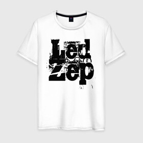 Мужская футболка хлопок с принтом LedZep в Екатеринбурге, 100% хлопок | прямой крой, круглый вырез горловины, длина до линии бедер, слегка спущенное плечо. | led | led zep | led zeppelin | ledzep | lz | zoso | группа | джимми пейдж | джон генри бонэм | джон пол джонс | зосо | лед зепелен | лед зеппелин | ледзепелен | ледзеппелин | роберт плант | рок