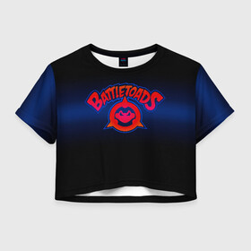 Женская футболка Crop-top 3D с принтом Battletoads в Екатеринбурге, 100% полиэстер | круглая горловина, длина футболки до линии талии, рукава с отворотами | arc system works | battle | game | mindscape | rare | toads | боевые | боевые жабы | лягушки