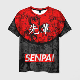 Мужская футболка 3D с принтом SENPAI (JAPAN 07) в Екатеринбурге, 100% полиэфир | прямой крой, круглый вырез горловины, длина до линии бедер | ahegao | anime | japan | manga | sempai | senpai | аниме | ахегао | лицо | манга | семпай | сенпай | япония