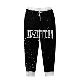 Мужские брюки 3D с принтом Led Zeppelin в Екатеринбурге, 100% полиэстер | манжеты по низу, эластичный пояс регулируется шнурком, по бокам два кармана без застежек, внутренняя часть кармана из мелкой сетки | 