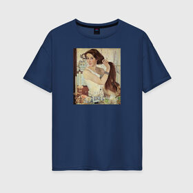 Женская футболка хлопок Oversize с принтом Серебрякова ( картина) в Екатеринбурге, 100% хлопок | свободный крой, круглый ворот, спущенный рукав, длина до линии бедер
 | живопись | искусство | картина | художники | шедевры
