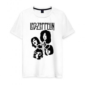 Мужская футболка хлопок с принтом Led Zeppelin в Екатеринбурге, 100% хлопок | прямой крой, круглый вырез горловины, длина до линии бедер, слегка спущенное плечо. | led | led zep | led zeppelin | ledzep | lz | zoso | группа | джимми пейдж | джон генри бонэм | джон пол джонс | зосо | лед зепелен | лед зеппелин | ледзепелен | ледзеппелин | роберт плант | рок