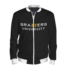 Мужской бомбер 3D с принтом Вrazzers university в Екатеринбурге, 100% полиэстер | застегивается на молнию, по бокам два кармана без застежек, по низу бомбера и на воротнике - эластичная резинка | brazers | brazzers | brazzers university | бразерс | бразэрс | университет бразерс