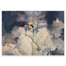 Поздравительная открытка с принтом Царевна лебедь в Екатеринбурге, 100% бумага | плотность бумаги 280 г/м2, матовая, на обратной стороне линовка и место для марки
 | живопись | искусство | картина | художники | шедевры
