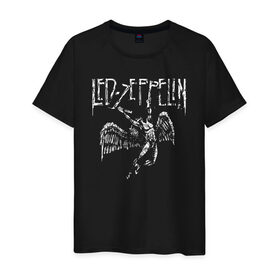 Мужская футболка хлопок с принтом Led Zeppelin в Екатеринбурге, 100% хлопок | прямой крой, круглый вырез горловины, длина до линии бедер, слегка спущенное плечо. | led | led zep | led zeppelin | ledzep | lz | zoso | группа | джимми пейдж | джон генри бонэм | джон пол джонс | зосо | лед зепелен | лед зеппелин | ледзепелен | ледзеппелин | роберт плант | рок