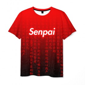 Мужская футболка 3D с принтом SENPAI MATRIX RED в Екатеринбурге, 100% полиэфир | прямой крой, круглый вырез горловины, длина до линии бедер | ahegao | anime | senpai | аниме | ахегао. | ахэгао | семпай | сенпаи