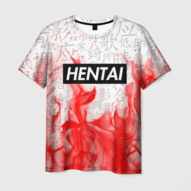 Мужская футболка 3D с принтом HENTAI в Екатеринбурге, 100% полиэфир | прямой крой, круглый вырез горловины, длина до линии бедер | ahegao | anime | senpai | аниме | ахегао. | ахэгао | семпай | сенпаи