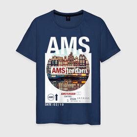 Мужская футболка хлопок с принтом Asterdam в Екатеринбурге, 100% хлопок | прямой крой, круглый вырез горловины, длина до линии бедер, слегка спущенное плечо. | amsterdam | travel | амстердам | город | города | мир | путешествия