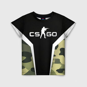 Детская футболка 3D с принтом CS:GO Camouflage в Екатеринбурге, 100% гипоаллергенный полиэфир | прямой крой, круглый вырез горловины, длина до линии бедер, чуть спущенное плечо, ткань немного тянется | conter | counter | cs go | csgo | global | offensive | strike | контер | кс го | ксго | страйк