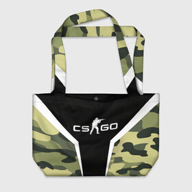 Пляжная сумка 3D с принтом CS:GO Camouflage в Екатеринбурге, 100% полиэстер | застегивается на металлическую кнопку; внутренний карман застегивается на молнию. Стенки укреплены специальным мягким материалом, чтобы защитить содержимое от несильных ударов
 | conter | counter | cs go | csgo | global | offensive | strike | контер | кс го | ксго | страйк