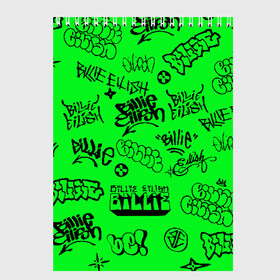 Скетчбук с принтом Billie Eilish graffiti в Екатеринбурге, 100% бумага
 | 48 листов, плотность листов — 100 г/м2, плотность картонной обложки — 250 г/м2. Листы скреплены сверху удобной пружинной спиралью | billie | eilish | graffiti | айлиш | билли | граффити | татуировки