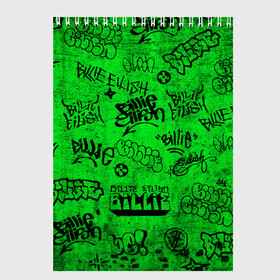 Скетчбук с принтом Billie Eilish Graffiti Grunge в Екатеринбурге, 100% бумага
 | 48 листов, плотность листов — 100 г/м2, плотность картонной обложки — 250 г/м2. Листы скреплены сверху удобной пружинной спиралью | billie | eilish | graffiti | grunge | айлиш | билли | граффити | татуировки