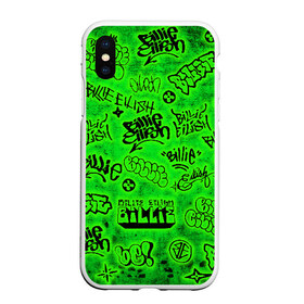 Чехол для iPhone XS Max матовый с принтом Billie Eilish Graffiti glow в Екатеринбурге, Силикон | Область печати: задняя сторона чехла, без боковых панелей | billie | eilish | glow | graffiti | grunge | айлиш | билли | граффити | кислота | татуировки