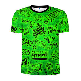 Мужская футболка 3D спортивная с принтом Billie Eilish Graffiti glow в Екатеринбурге, 100% полиэстер с улучшенными характеристиками | приталенный силуэт, круглая горловина, широкие плечи, сужается к линии бедра | billie | eilish | glow | graffiti | grunge | айлиш | билли | граффити | кислота | татуировки