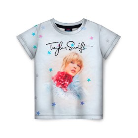 Детская футболка 3D с принтом Taylor Swift в Екатеринбурге, 100% гипоаллергенный полиэфир | прямой крой, круглый вырез горловины, длина до линии бедер, чуть спущенное плечо, ткань немного тянется | Тематика изображения на принте: lover | taylor swift | taylor swift lover | тэйлор свифт