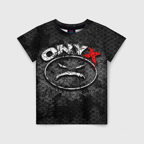 Детская футболка 3D с принтом Onyx в Екатеринбурге, 100% гипоаллергенный полиэфир | прямой крой, круглый вырез горловины, длина до линии бедер, чуть спущенное плечо, ткань немного тянется | Тематика изображения на принте: fredro starr | onyx | rap | sonny seeza | sticky fingaz | оникс | рэп