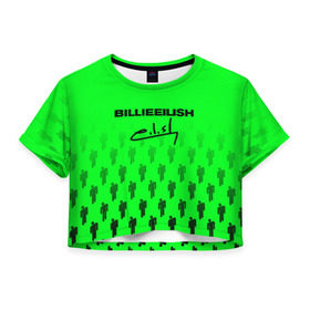 Женская футболка Cropp-top с принтом BILLIE EILISH (автограф) в Екатеринбурге, 100% полиэстер | круглая горловина, длина футболки до линии талии, рукава с отворотами | be | billie | billie eilish | билли | билли айлиш