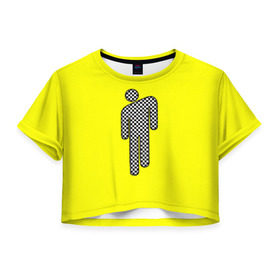 Женская футболка Cropp-top с принтом billie eilish в Екатеринбурге, 100% полиэстер | круглая горловина, длина футболки до линии талии, рукава с отворотами | billie | billie eilish | eilish | pop | айлиш | билли | инди поп | поп