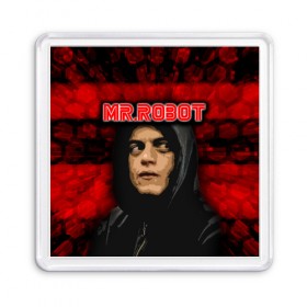 Магнит 55*55 с принтом Mr.robot в Екатеринбурге, Пластик | Размер: 65*65 мм; Размер печати: 55*55 мм | robot | драма | мистер | мистер робот | психологический триллер | рами малек | робот | технотриллер