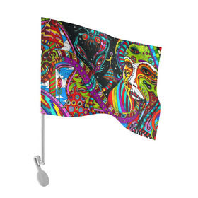 Флаг для автомобиля с принтом психоделика в Екатеринбурге, 100% полиэстер | Размер: 30*21 см | abstract | abstraction | color | geometry | paitnt | psy | абстракция | геометрия | краски | неоновые | психоделика