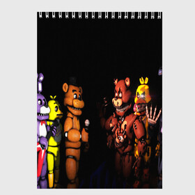 Скетчбук с принтом FIVE NIGHTS AT FREDDYS в Екатеринбурге, 100% бумага
 | 48 листов, плотность листов — 100 г/м2, плотность картонной обложки — 250 г/м2. Листы скреплены сверху удобной пружинной спиралью | Тематика изображения на принте: 5 ночей с фредди | animation | bonnie | chica | five nights at freddys | fnaf | foxy | freddy | funny | horror | scary | бонни | майк | пять | ужас | фнаф | фокси | фредди | чика | шмидт