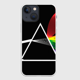 Чехол для iPhone 13 mini с принтом PINK FLOYD в Екатеринбурге,  |  | music | pink floyd | the dark side of the moon | космос | луна | музыка | пинк флойд | призма | рок | треугольник | триангулярная призма