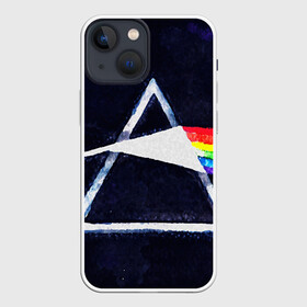 Чехол для iPhone 13 mini с принтом PINK FLOYD в Екатеринбурге,  |  | music | pink floyd | the dark side of the moon | космос | луна | музыка | пинк флойд | призма | рок | треугольник | триангулярная призма