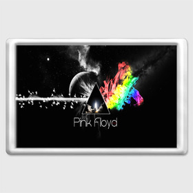 Магнит 45*70 с принтом PINK FLOYD в Екатеринбурге, Пластик | Размер: 78*52 мм; Размер печати: 70*45 | music | pink floyd | the dark side of the moon | космос | луна | музыка | пинк флойд | призма | рок | треугольник | триангулярная призма