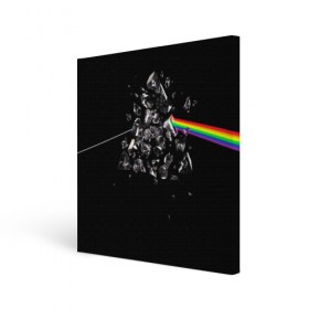 Холст квадратный с принтом PINK FLOYD в Екатеринбурге, 100% ПВХ |  | music | pink floyd | the dark side of the moon | космос | луна | музыка | пинк флойд | призма | рок | треугольник | триангулярная призма