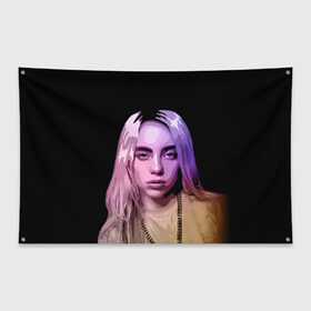 Флаг-баннер с принтом BILLIE EILISH в Екатеринбурге, 100% полиэстер | размер 67 х 109 см, плотность ткани — 95 г/м2; по краям флага есть четыре люверса для крепления | all | asleep | bad | bellyache | billie | blohsh | dont | eilish | eyes | fall | guy | logo | music | ocean | singer | smile | when | айлиш | били | билли | бэрд | лого | музыка | пайрат | певица | символ | эйлиш