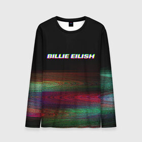 Мужской лонгслив 3D с принтом BILLIE EILISH (Glitch) в Екатеринбурге, 100% полиэстер | длинные рукава, круглый вырез горловины, полуприлегающий силуэт | 