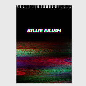 Скетчбук с принтом BILLIE EILISH (Glitch) в Екатеринбурге, 100% бумага
 | 48 листов, плотность листов — 100 г/м2, плотность картонной обложки — 250 г/м2. Листы скреплены сверху удобной пружинной спиралью | Тематика изображения на принте: 