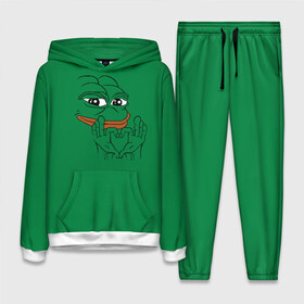 Женский костюм 3D (с толстовкой) с принтом PepeLove в Екатеринбурге,  |  | feels bad man | feels good man | pepe | pepe the frog | sad pepe | грустная лягушка | пепе