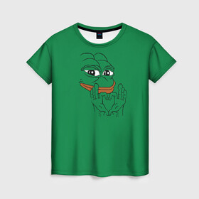 Женская футболка 3D с принтом PepeLove в Екатеринбурге, 100% полиэфир ( синтетическое хлопкоподобное полотно) | прямой крой, круглый вырез горловины, длина до линии бедер | feels bad man | feels good man | pepe | pepe the frog | sad pepe | грустная лягушка | пепе