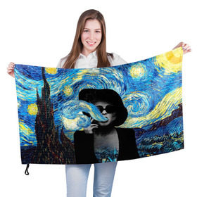 Флаг 3D с принтом Марла на картине Ван Гога в Екатеринбурге, 100% полиэстер | плотность ткани — 95 г/м2, размер — 67 х 109 см. Принт наносится с одной стороны | ван гог | вангог | звездная ночь | картина | марла | марла сингер | модернизм | постмодерн | художник | экспонат | экспрессионизм