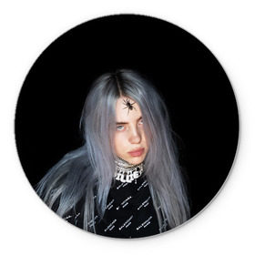 Коврик для мышки круглый с принтом BILLIE EILISH с Пауком в Екатеринбурге, резина и полиэстер | круглая форма, изображение наносится на всю лицевую часть | all | asleep | bad | bellyache | billie | blohsh | dont | eilish | eyes | fall | ghoul | guy | logo | music | ocean | singer | smile | when | айлиш | били | билли | бэрд | лого | музыка | пайрат | певица | символ | эйлиш