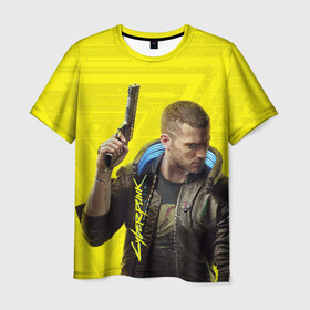 Мужская футболка 3D с принтом CYBERPUNK 2077 в Екатеринбурге, 100% полиэфир | прямой крой, круглый вырез горловины, длина до линии бедер | cyberpunk 2077 | hacker | samurai | киберпанк 2077 | самураи | фантастика