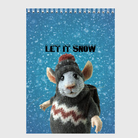 Скетчбук с принтом LET IT SNOW в Екатеринбурге, 100% бумага
 | 48 листов, плотность листов — 100 г/м2, плотность картонной обложки — 250 г/м2. Листы скреплены сверху удобной пружинной спиралью | let it snow | new year | new year 2020 | год крысы | зима | крыса | крыска | мышонок | мышь | надпись | новый год | новый год 2020 | снег | снежинки