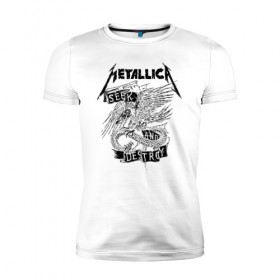 Мужская футболка премиум с принтом Metallica в Екатеринбурге, 92% хлопок, 8% лайкра | приталенный силуэт, круглый вырез ворота, длина до линии бедра, короткий рукав | metalica | metallica | группа | джеймс хэтфилд | кирк хэмметт | ларс ульрих | метал | металика | металлика | миталика | музыка | роберт трухильо | рок | трэш | трэшметал | хард | хеви