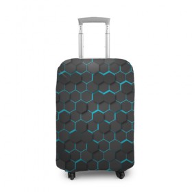 Чехол для чемодана 3D с принтом Turquoise Octagon в Екатеринбурге, 86% полиэфир, 14% спандекс | двустороннее нанесение принта, прорези для ручек и колес | octagon | бирюзовые соты | бирюзовый | неон | неоновые соты | октагон | соты